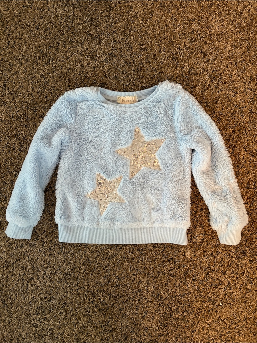 Cozy Light Blue Fuzzy Star Sweatshirt for Kids